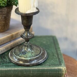 Vintage Mixed Metal Patina Taper Candleholder Candlestick